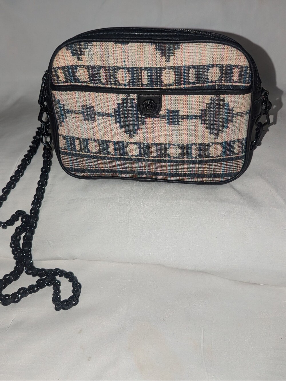 Rebecca Minkoff Woven Geometric Ikat Crossbody - Black & Cream